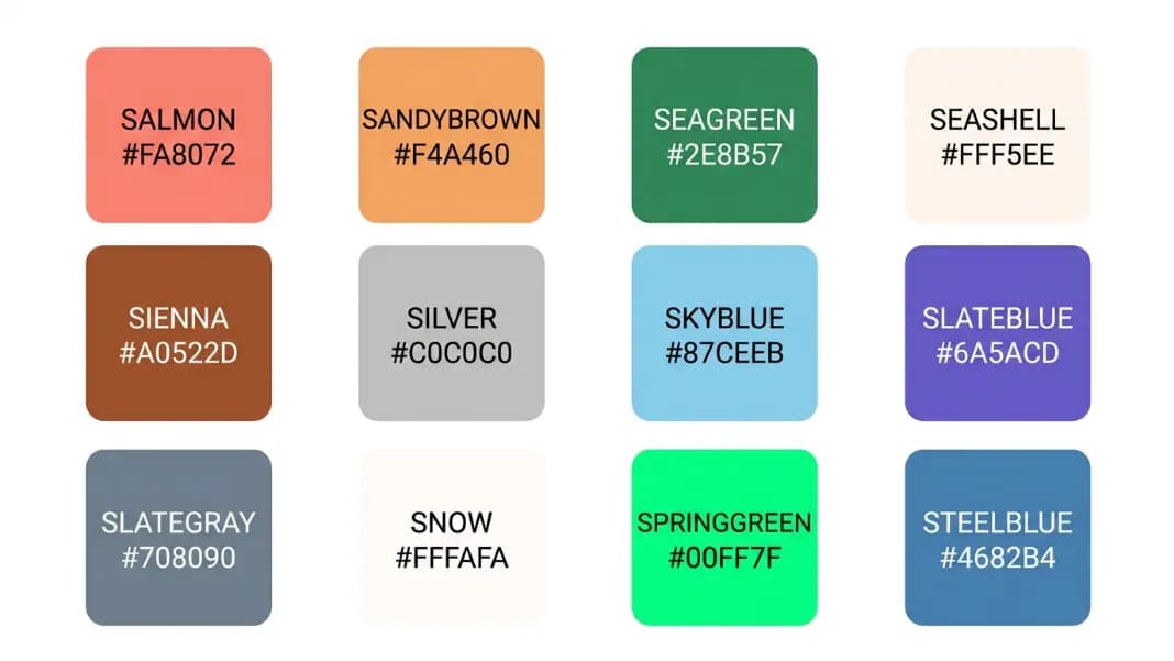 Colors That Start with S: Every Named Color from Salmon to Steelblue
