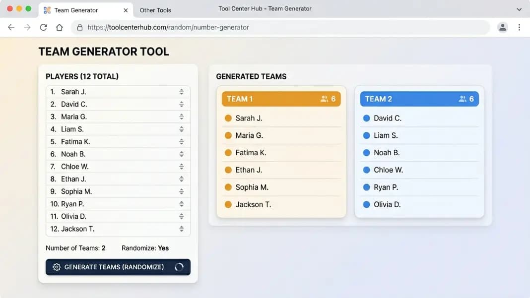 Random Team Generator for Sports and PE
