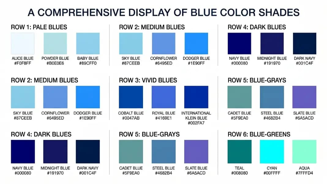 Shades of Blue Color Names: Every CSS Blue with HEX Codes