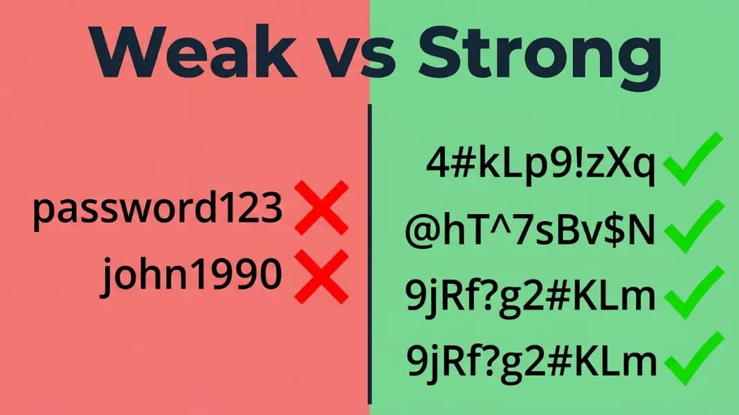 Weak vs strong password comparison Weak vs strong password comparison