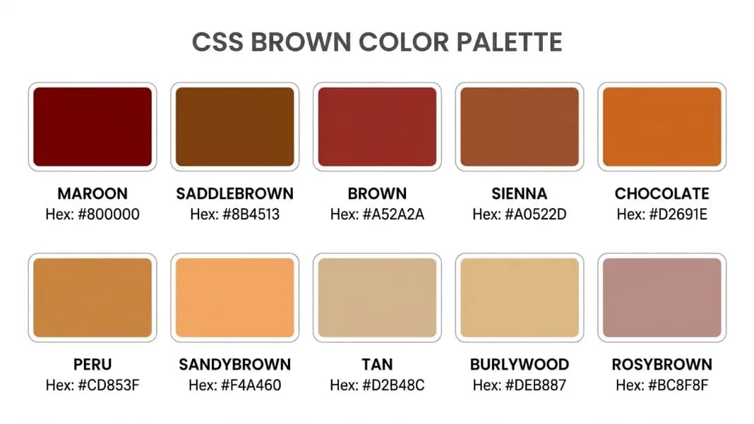 Shades of Brown Color Names: Every CSS Brown with HEX Codes